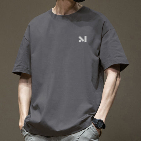 Men's khaki Heavyweight Cotton Graphic T-Shirt with Relaxed Fit