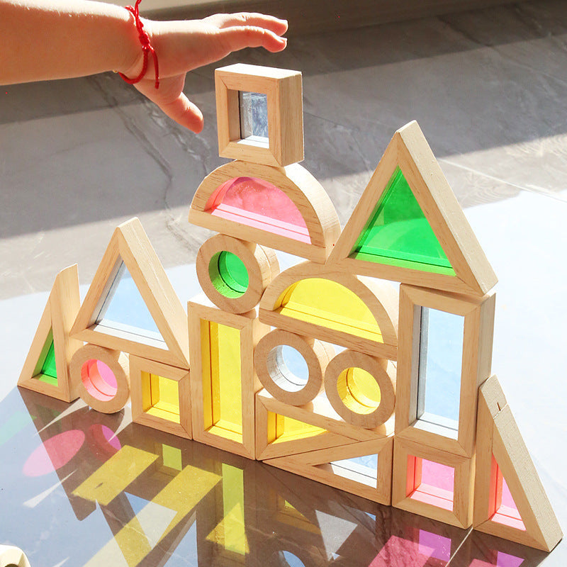 Wooden Rainbow Light and Shadow Building Blocks Set