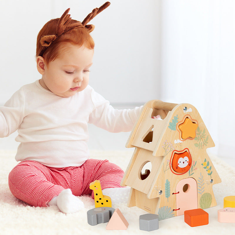 Wooden Animal Shape Smart House Early Education Toy Set