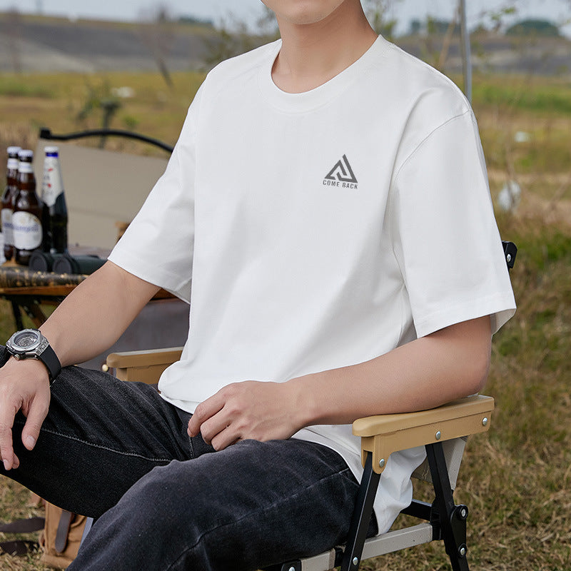 Men's white Heavyweight Cotton Graphic T-Shirt with Drop Shoulder Fit
