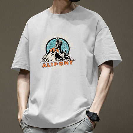Men's white Pure Cotton Cartoon Graphic T-Shirt with Relaxed Fit