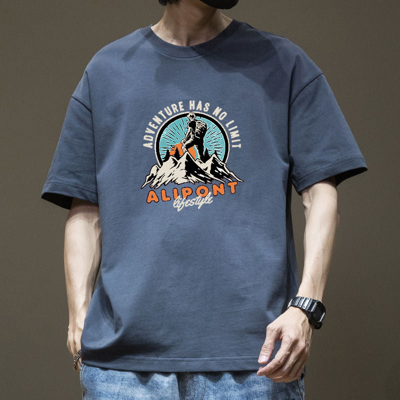 Men's Pure Cotton Cartoon Graphic T-Shirt with Relaxed Fit