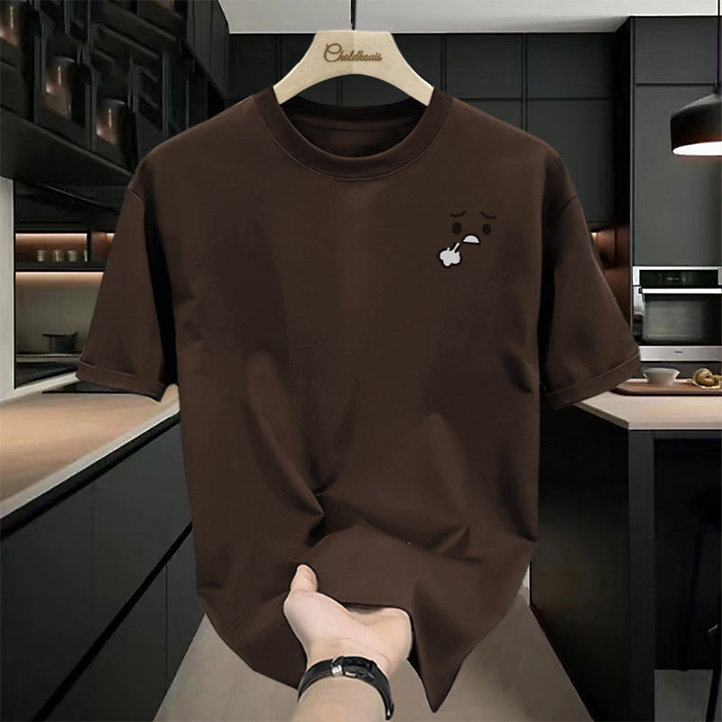 Men's brown Pure Cotton Cartoon Graphic T-Shirt with Oversized Fit