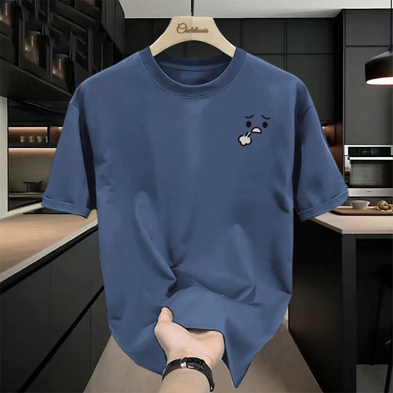 Men's Pure Cotton Cartoon Graphic T-Shirt with Oversized Fit