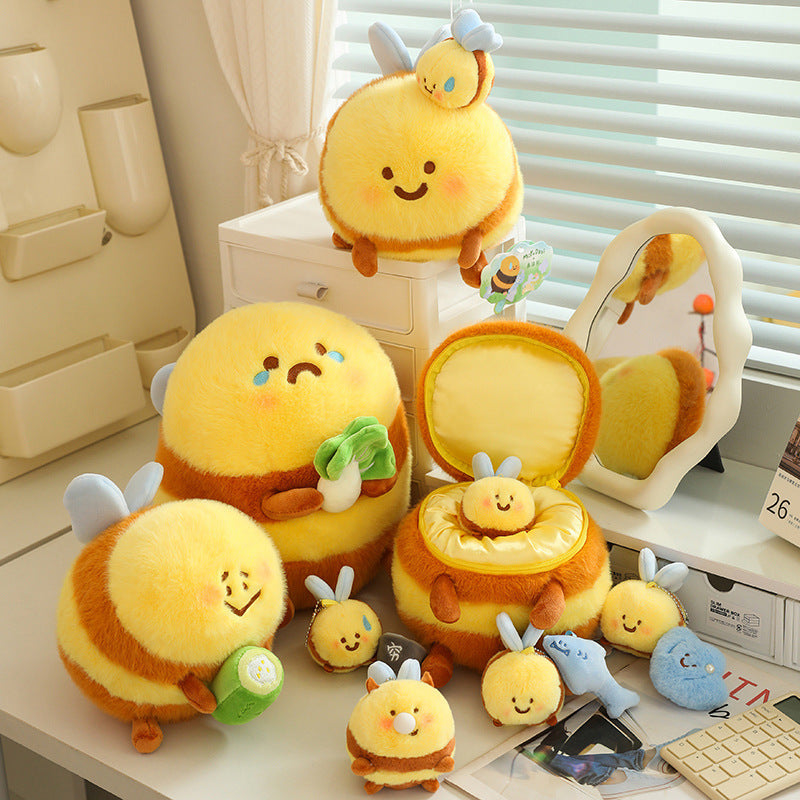 Cute Bee Plush Keychain Bag Charm Soft Hanging Doll