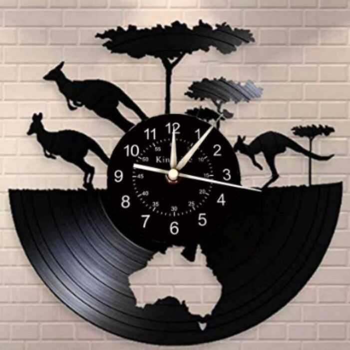 Vintage Vinyl Record Wall Clock Silent Animal Art Decor Cut-Out