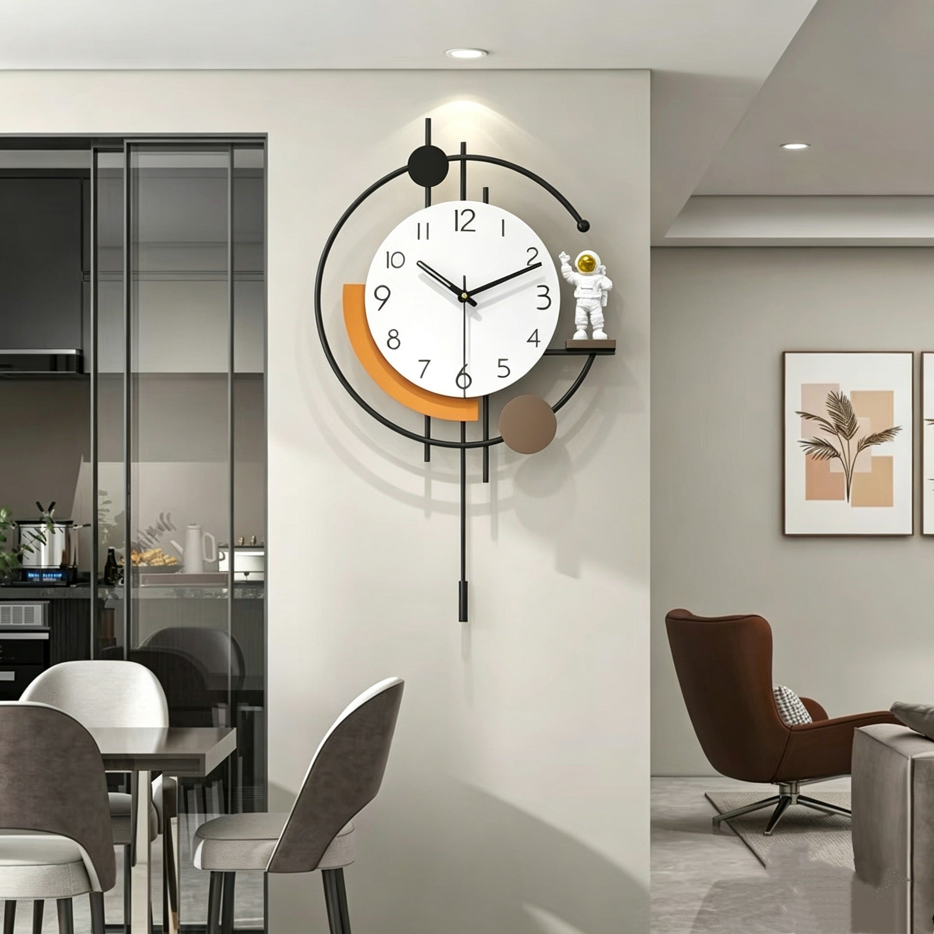 Modern Minimalist Silent Wall Clock No Drill Living Room Decor in black, 50*85cm