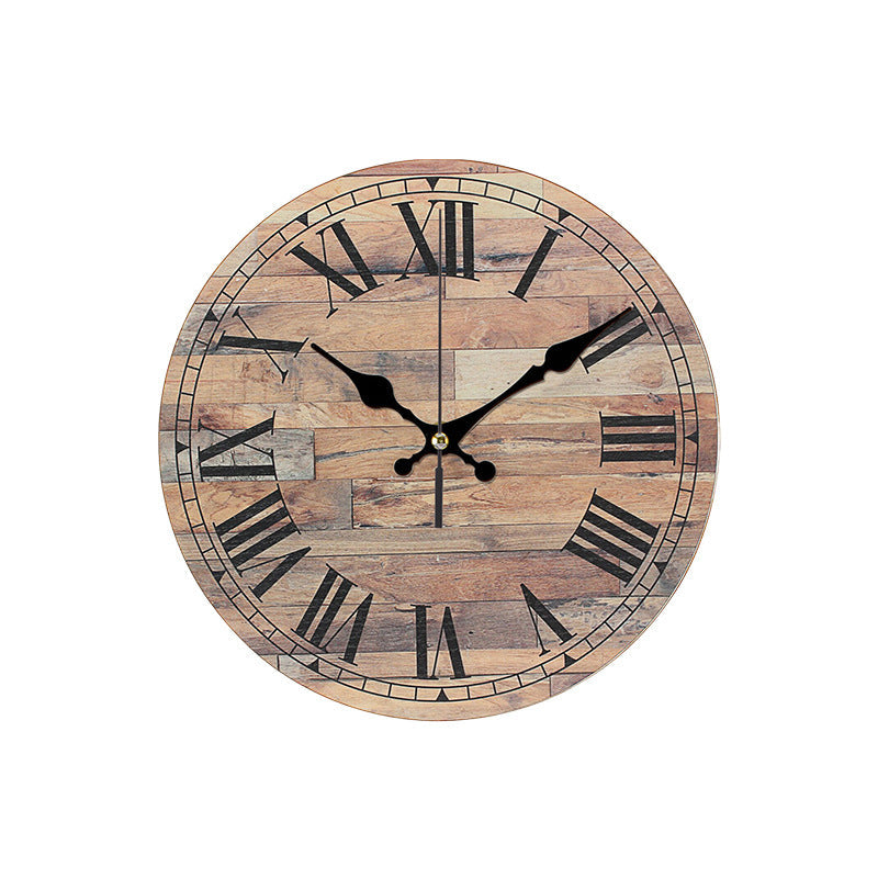Wood Grain Wall Clock Gray White Modern Living Room Decor