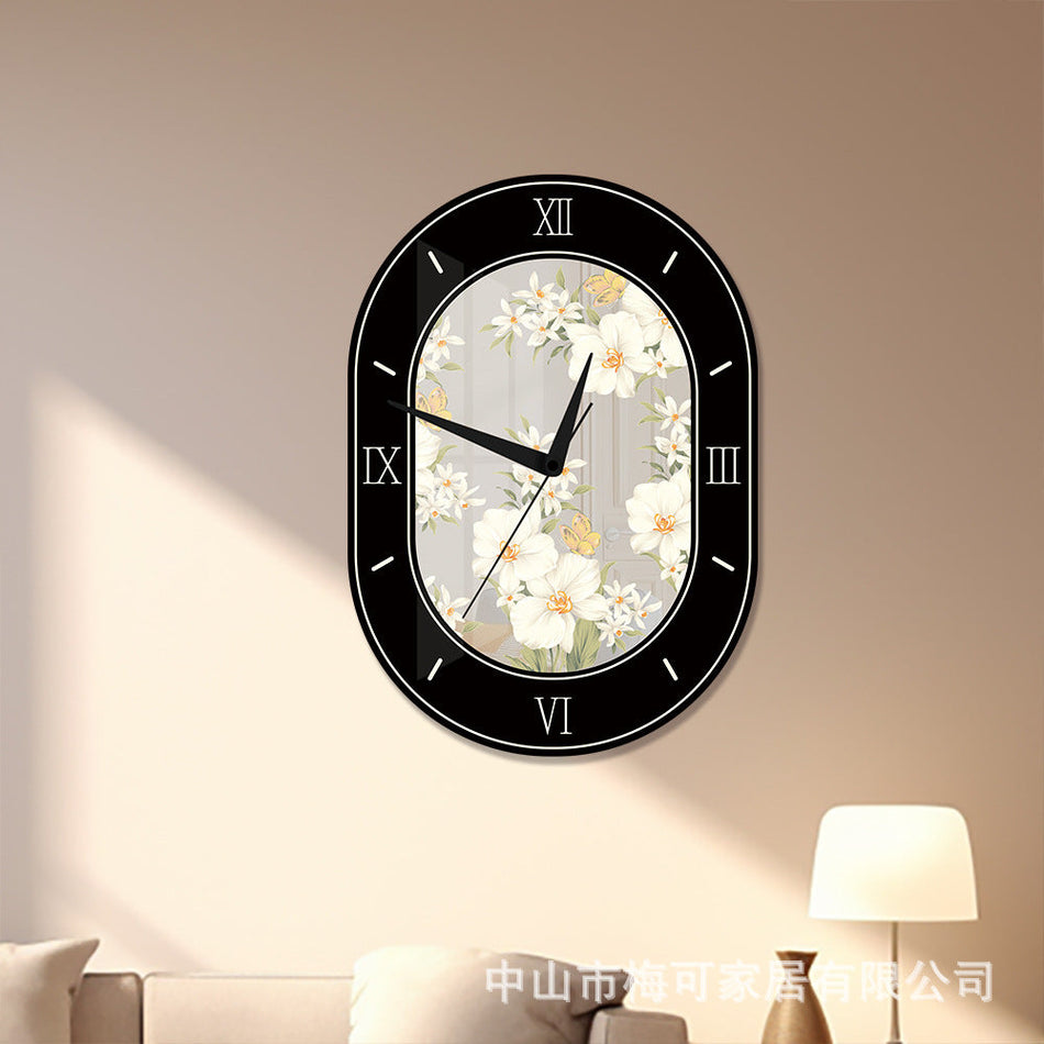 UV Printed Acrylic Silent Wall Clock No Drill Living Room Decor