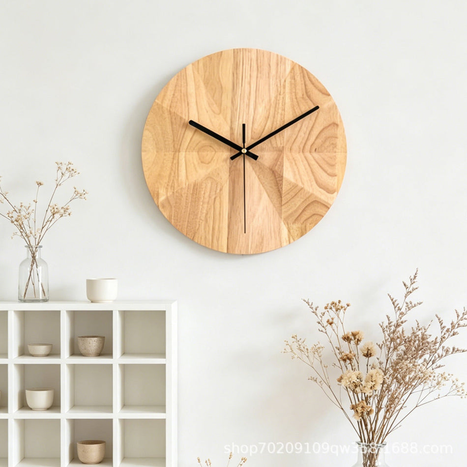Nordic Minimalist Wooden Wall Clock Natural Wood Texture Decor