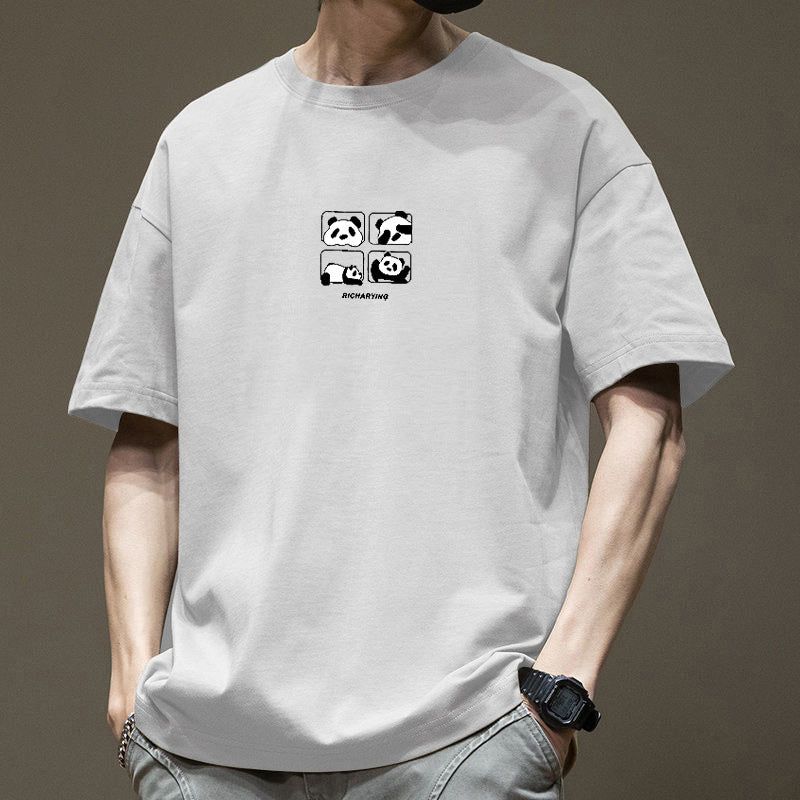Men's white Plus Size Cotton Graphic T-Shirt Loose Fit Casual Tee