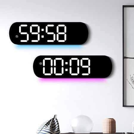 Creative RGB Color Changing LED Large Screen Digital Clock in black