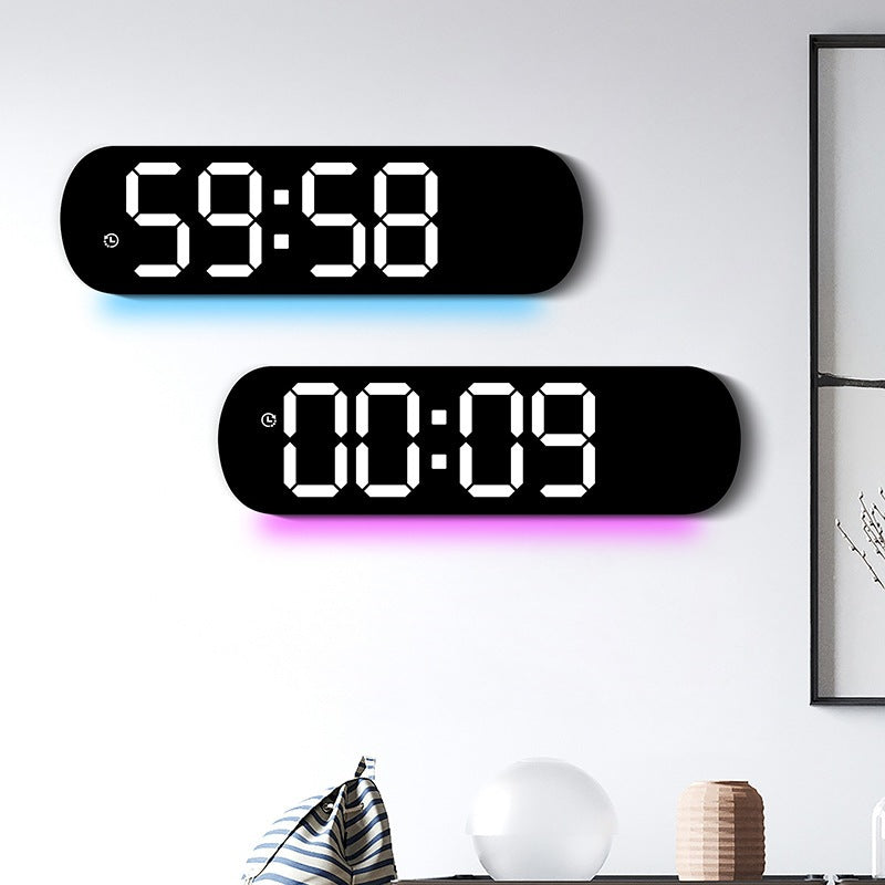 Creative RGB Color Changing LED Large Screen Digital Clock in black