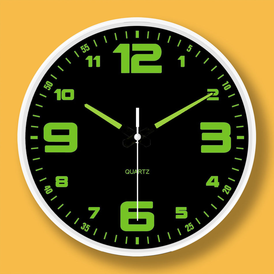 Modern 8-Inch Luminous Silent Minimalist Wall Clock in black, 8inch