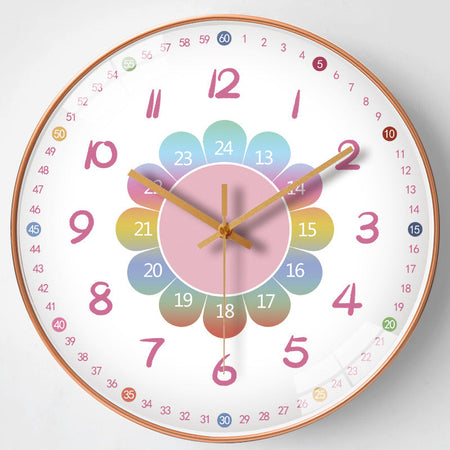 8-Inch Creative Cartoon Early Education Silent Wall Clock in gold, 8 inches