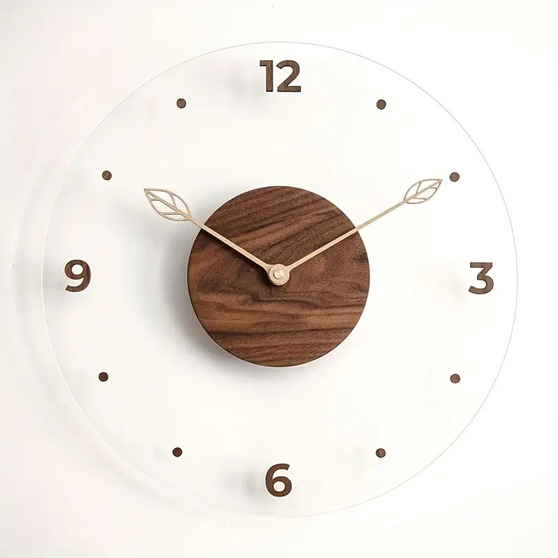 Nordic Solid Wood Transparent Light Luxury Wall Clock