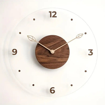 Nordic Solid Wood Transparent Light Luxury Wall Clock