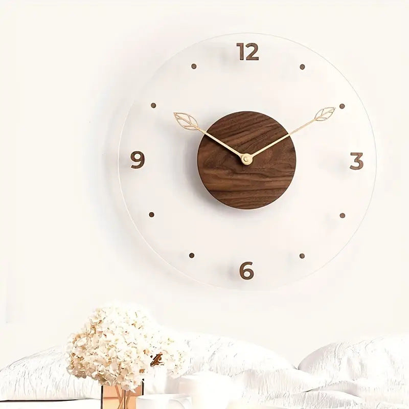Nordic Solid Wood Transparent Light Luxury Wall Clock