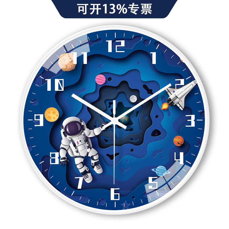 8-Inch Creative Astronaut Silent Wall Clock for Kids