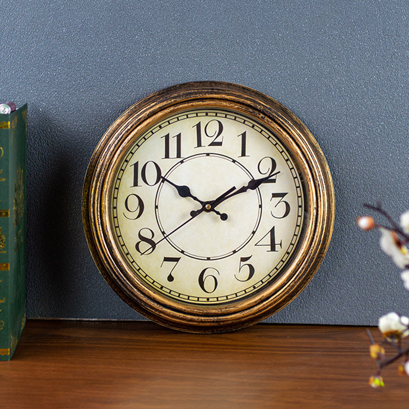 Retro Style 12-Inch Personalized Quartz Wall Clock in beige