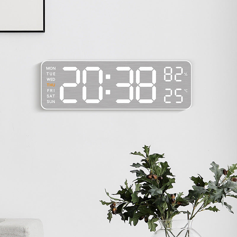 Metal Wire Drawing LED Multifunction Digital Alarm Wall Clock