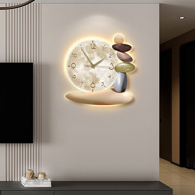 Creative Stone Fortune Silent TV Background Wall Clock