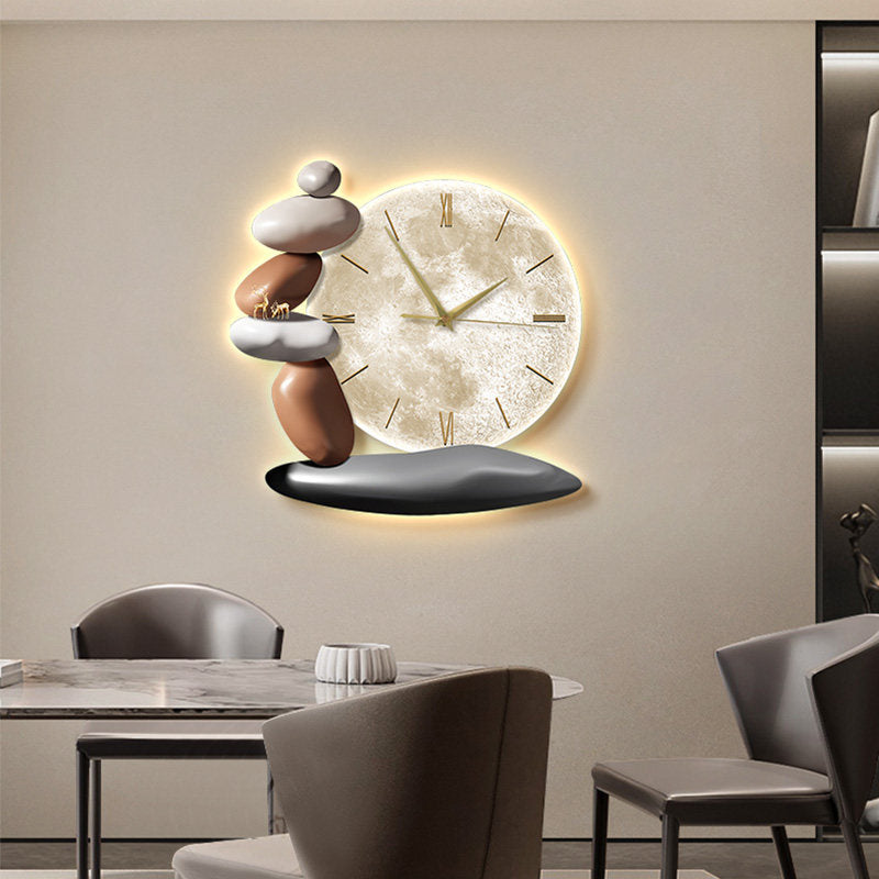 Creative Stone Fortune Silent TV Background Wall Clock