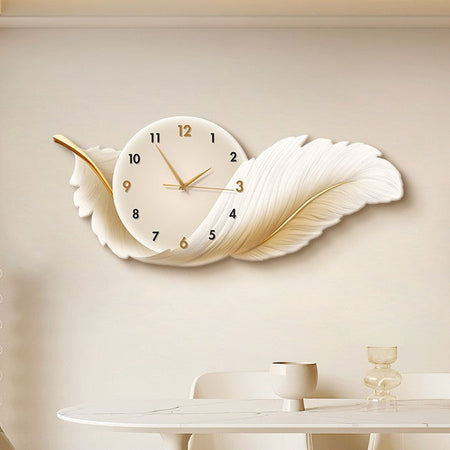 High-End Silent Feather Wall Clock for Luxury Living Rooms in 70*30cm