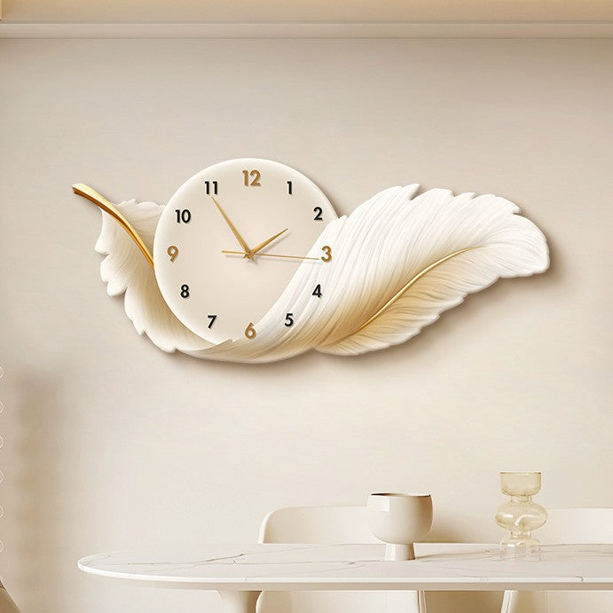 High-End Silent Feather Wall Clock for Luxury Living Rooms in 70*30cm