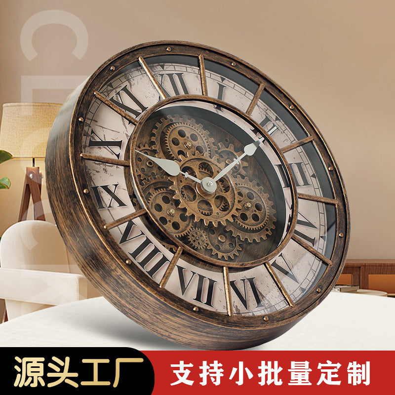 18-Inch Creative Gear Dynamic Rotating Silent Wall Clock