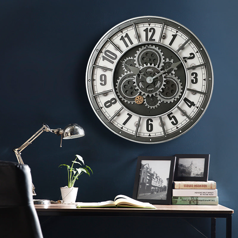 18-Inch Creative Gear Dynamic Rotating Silent Wall Clock