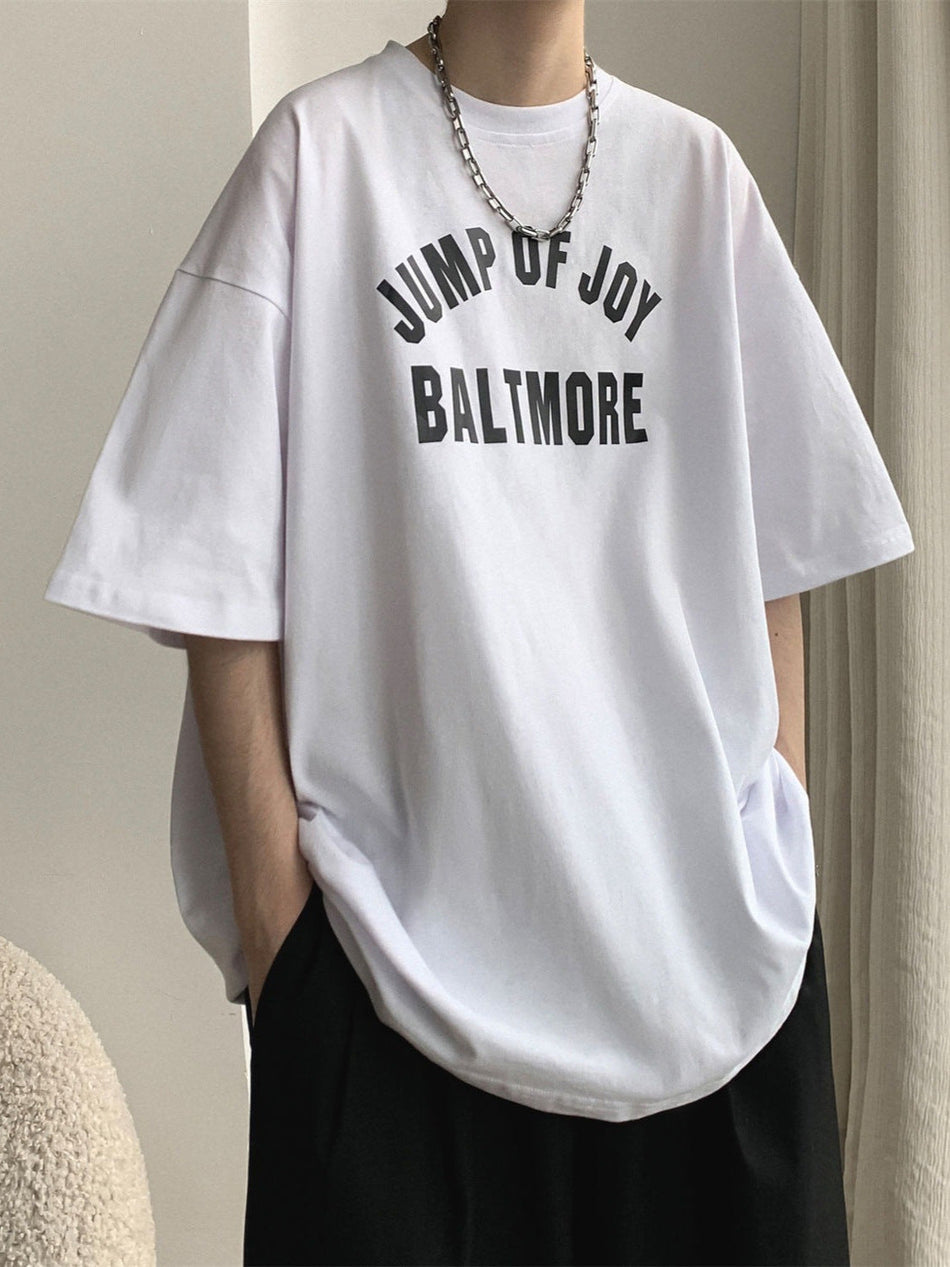 Men's Heavyweight Cotton Streetwear T-Shirt with Mid Sleeves