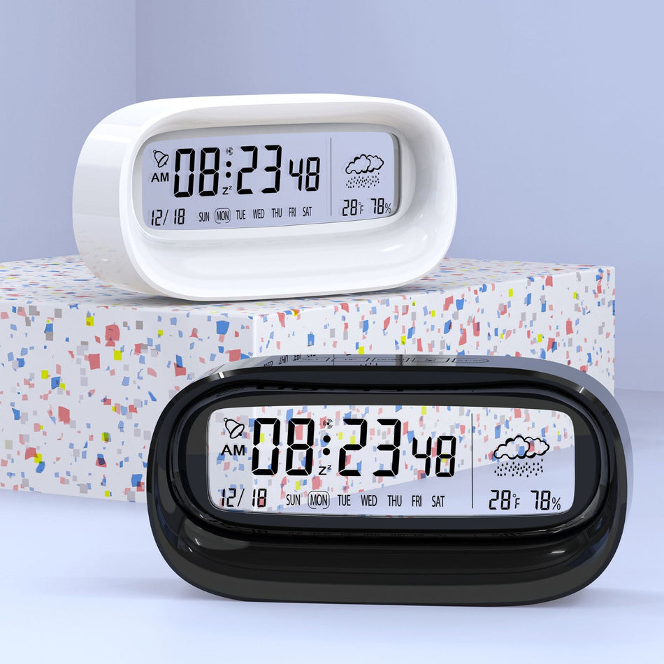 Transparent Luminous Desktop Digital Alarm Clock with Timer in white