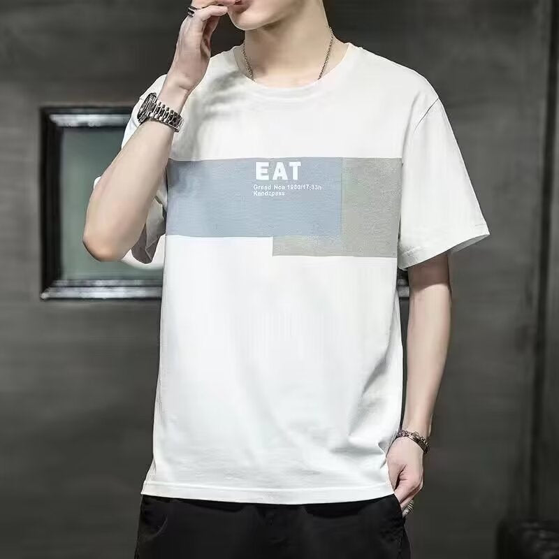 Men's Printed Loose Fit Crew Neck T-Shirt Casual Summer Top