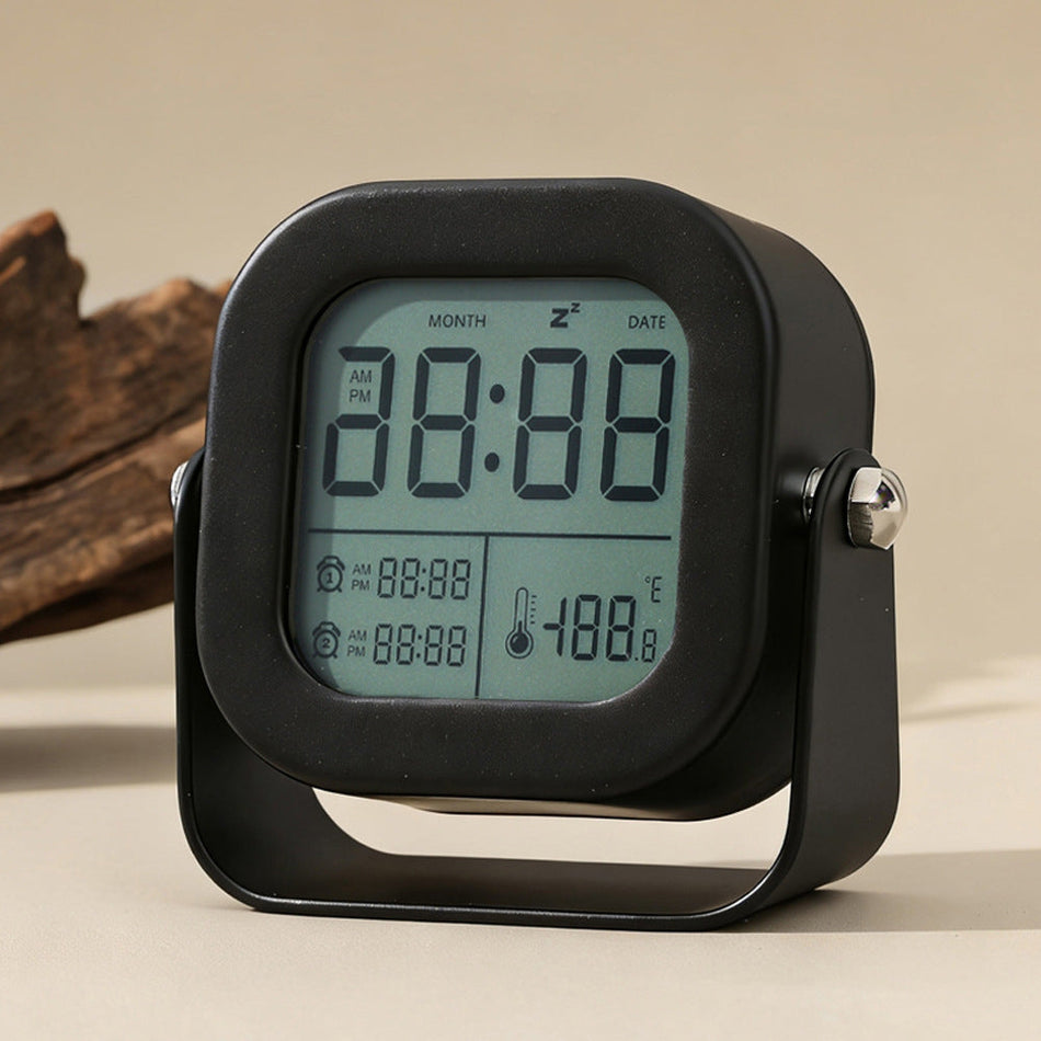 Student Desktop Digital Alarm Clock with Timer and Temperature in black