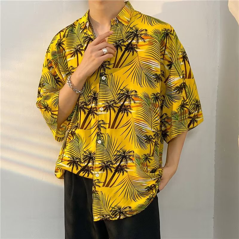 Men's Hawaiian Resort Shirt Loose Fit Lapel Beach Vacation Top