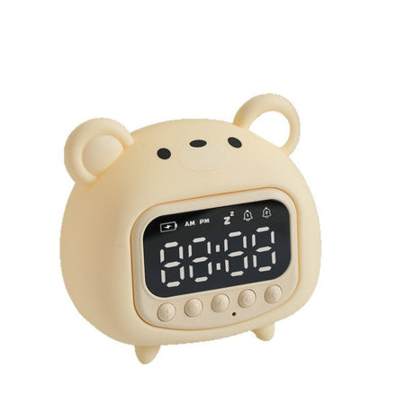 Cute Cartoon Children's Rechargeable Digital Alarm Clock in white