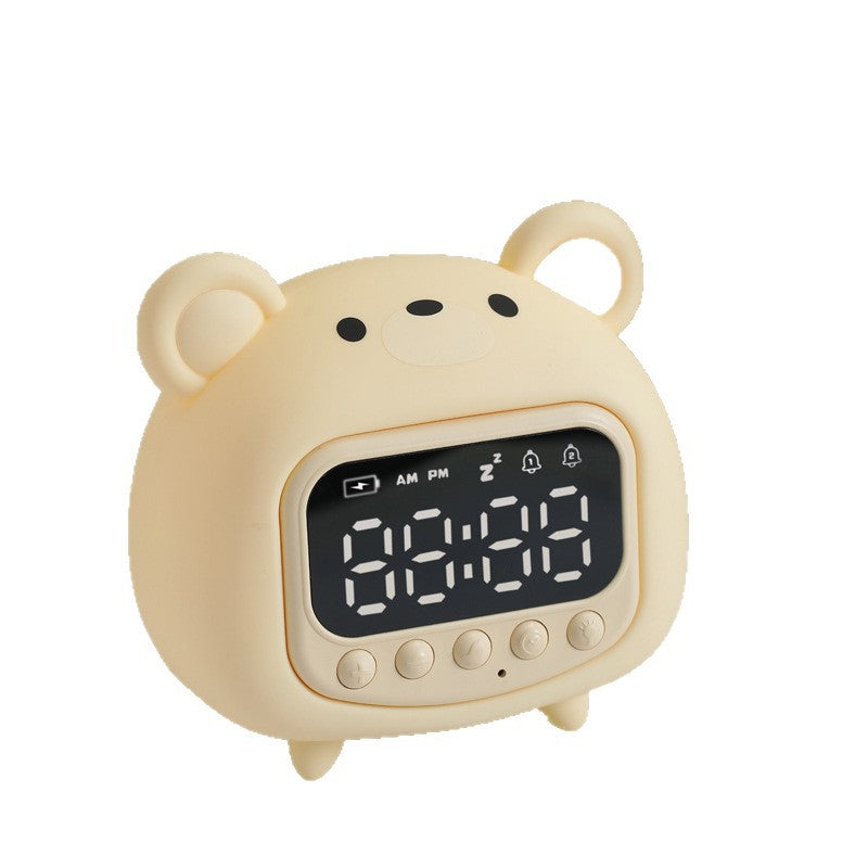 Cute Cartoon Children's Rechargeable Digital Alarm Clock in white