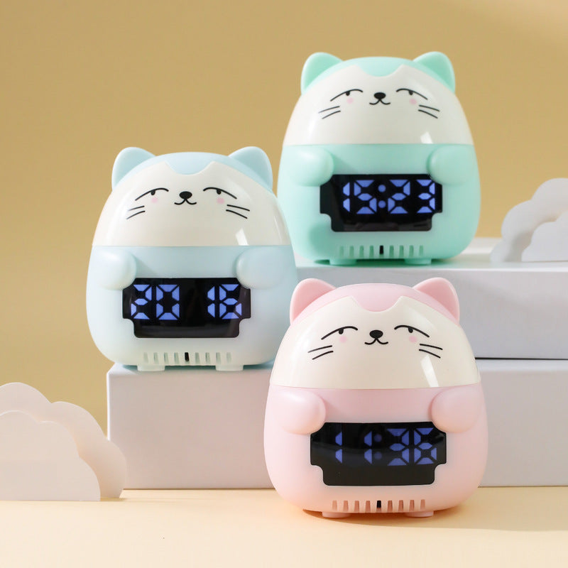 Cartoon Smart Digital Alarm Clock & AI Time Butler for Kids in gray