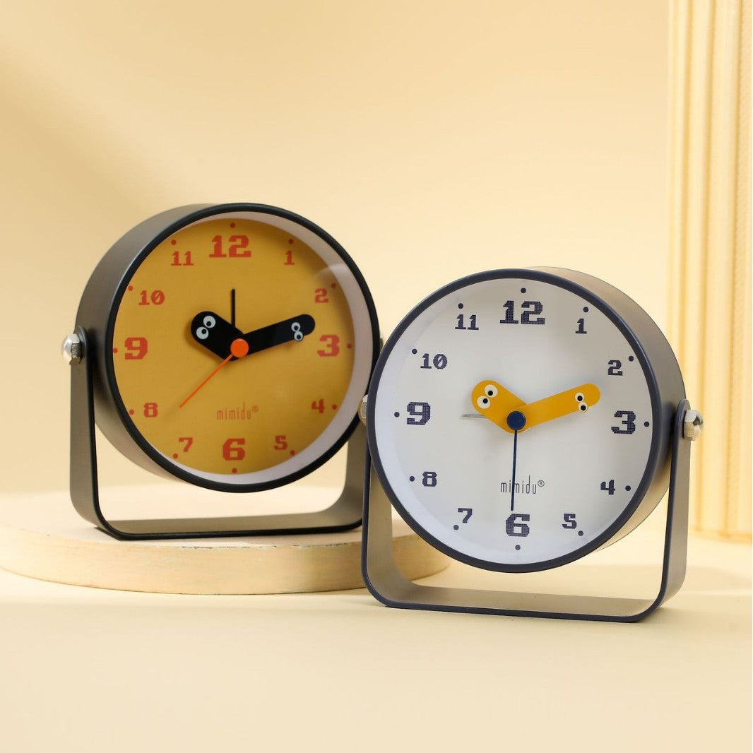 Cute Cartoon Mechanical Desktop Alarm Clock with Digital Timer in white