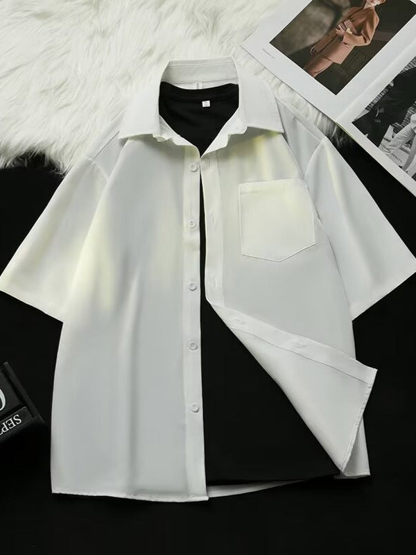 Men's Ice Silk Short Sleeve Shirt - Relaxed Fit Casual Summer Top