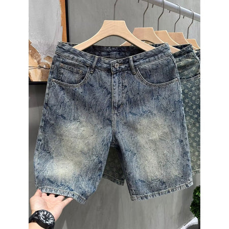 Men's blue Jacquard Casual Shorts - Relaxed Fit Summer Streetwear Style