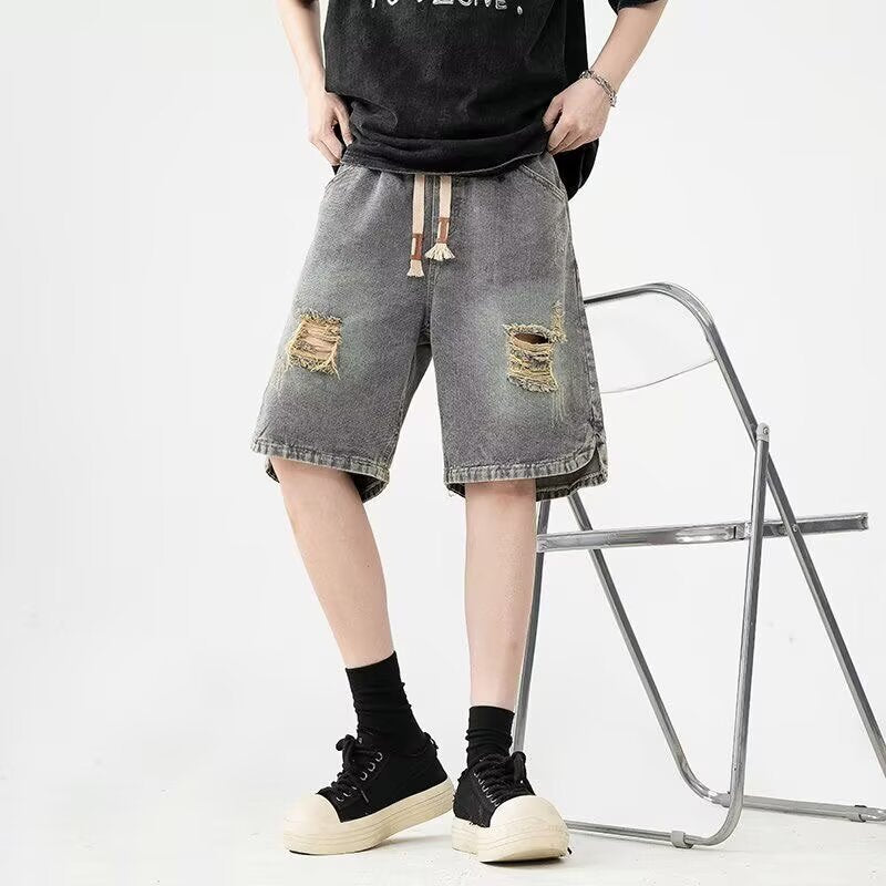 Men's Distressed Denim Shorts - Relaxed Fit Casual Summer Style