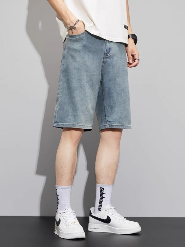 Men's blue Lightweight Stretch Denim Shorts - Relaxed Fit Summer Comfort