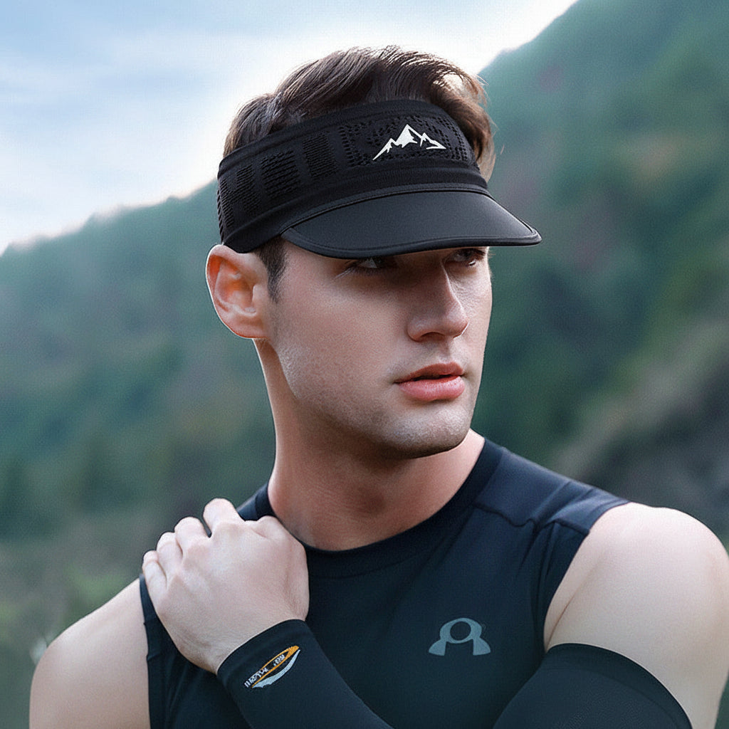 Men's dark gray Sports Visor Hat Breathable Adjustable Sun Protection Cap