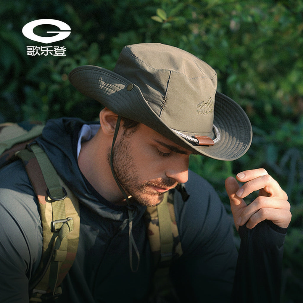 Men's Wide Brim Fishing Hat Water-Repellent Breathable Sun Hat
