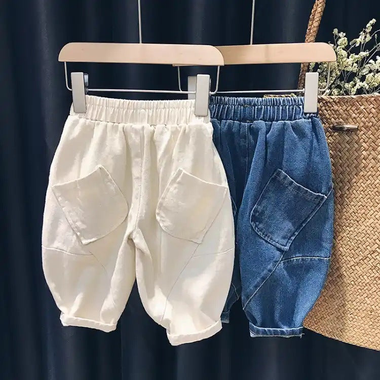 Kids Cotton Carrot Fit Harem Pants Casual Spring Autumn Trousers