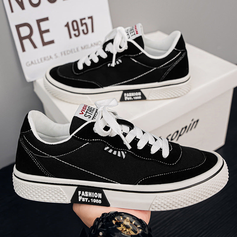 Men's Breathable Canvas Sneakers Casual Lace-Up Low Top Shoes