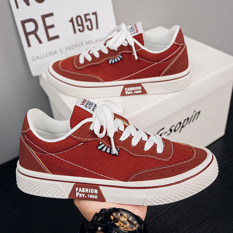 Men's Breathable Canvas Sneakers Casual Lace-Up Low Top Shoes