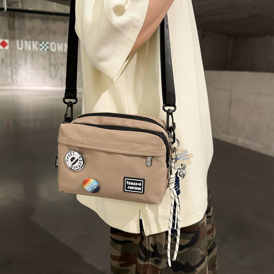 Premium Khaki Canvas Mini Crossbody Phone Bag